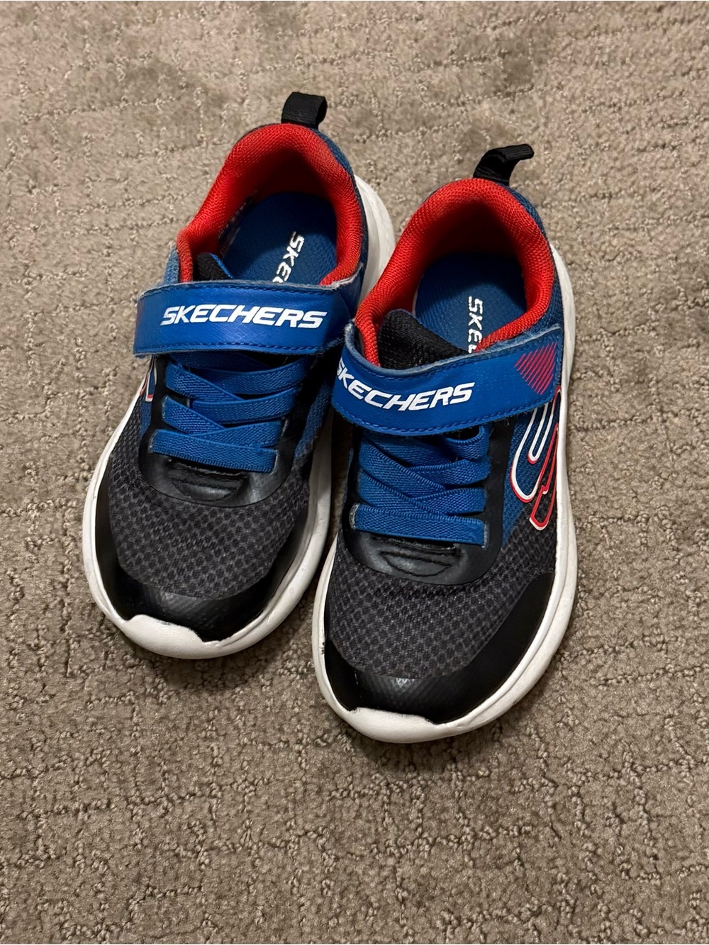 Skechers Kids Blue, Black & Red Hook-and-Loop Sneakers